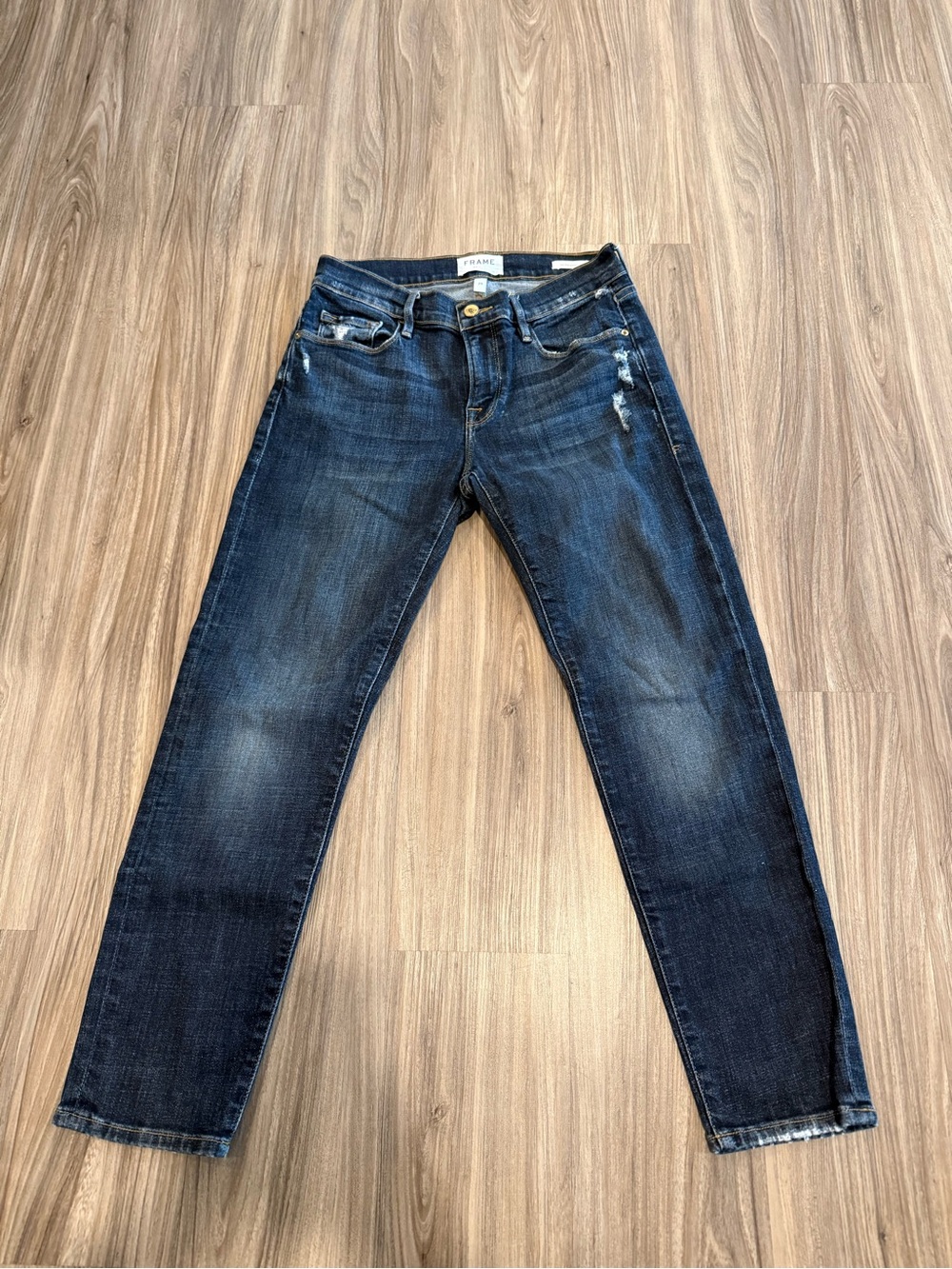 Frame Denim Dark Blue Le Garçon Crop Ankle Jeans Size 25 - Picture 5 of 13